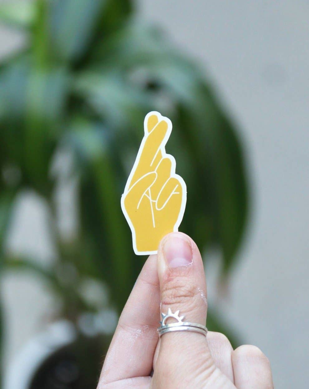 Mini Fingers Crossed Vinyl Sticker