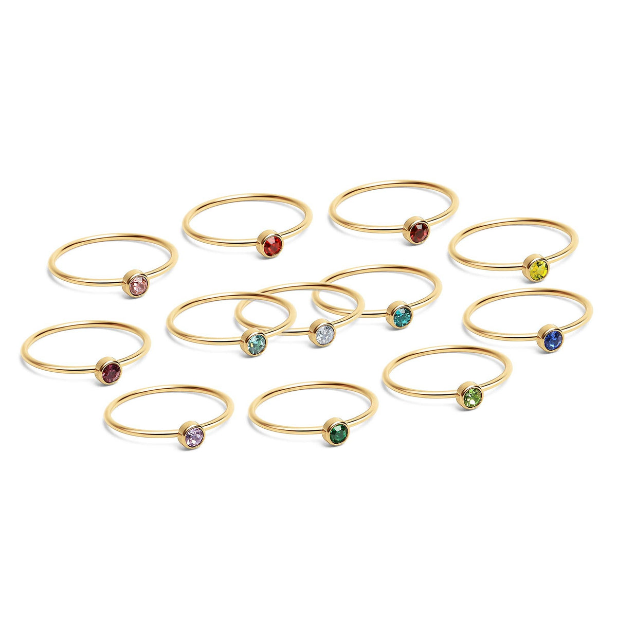 18K Gold Birthstone Stacking Ring: Size 7
