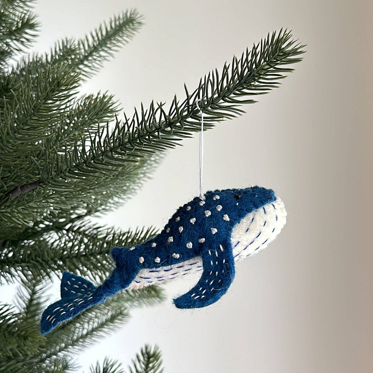 Felt Blue Whale Ornament