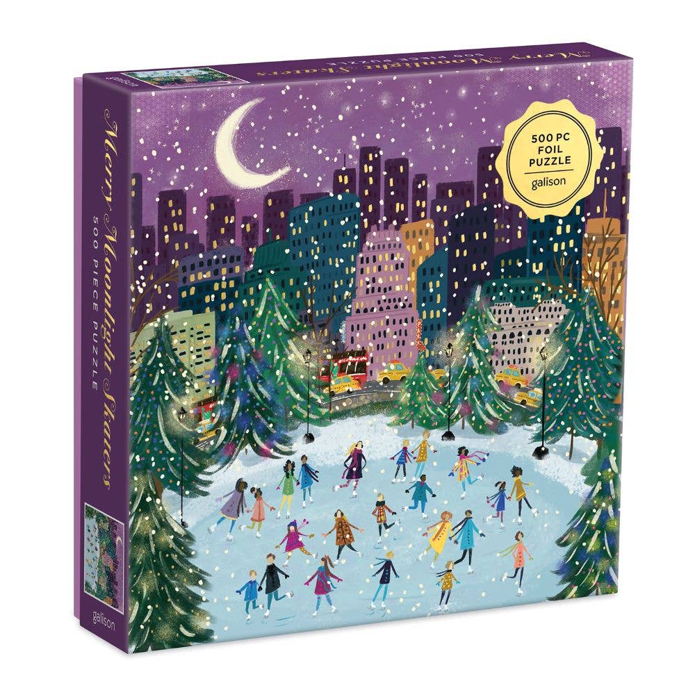 Chronicle Books - Merry Moonlight Skaters 500 Piece Foil Puzzle