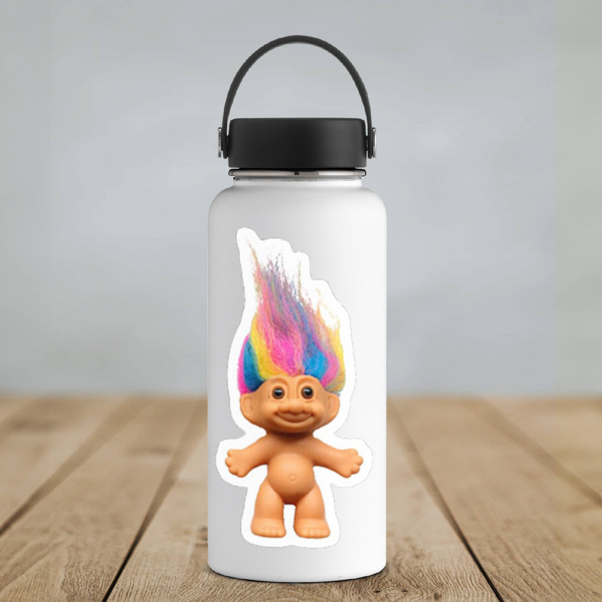 Retro Troll Doll Vinyl Sticker- Rainbow Hair