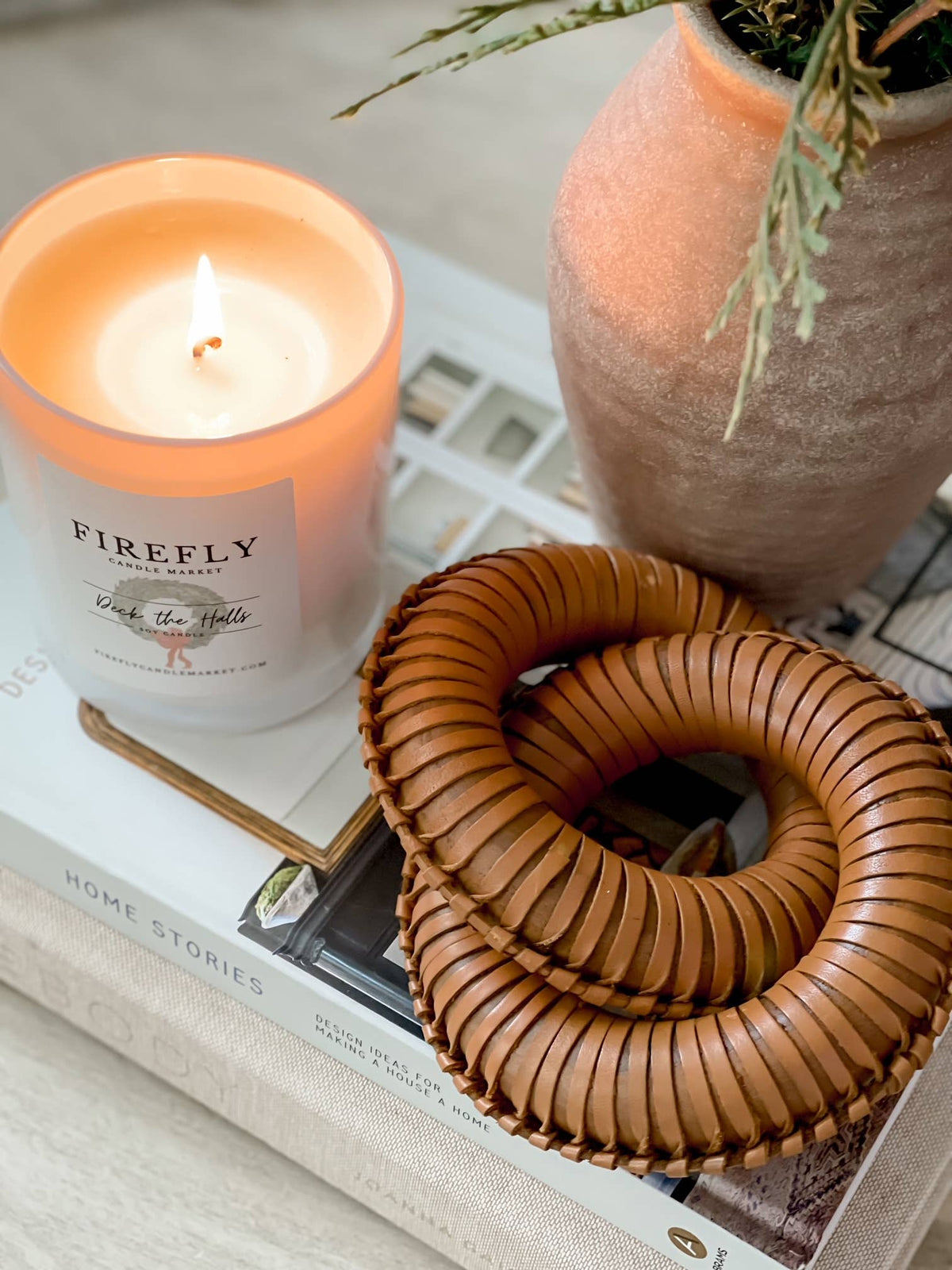 Firefly Candle Market - White Vessel Candle with Watercolor Label: Lava