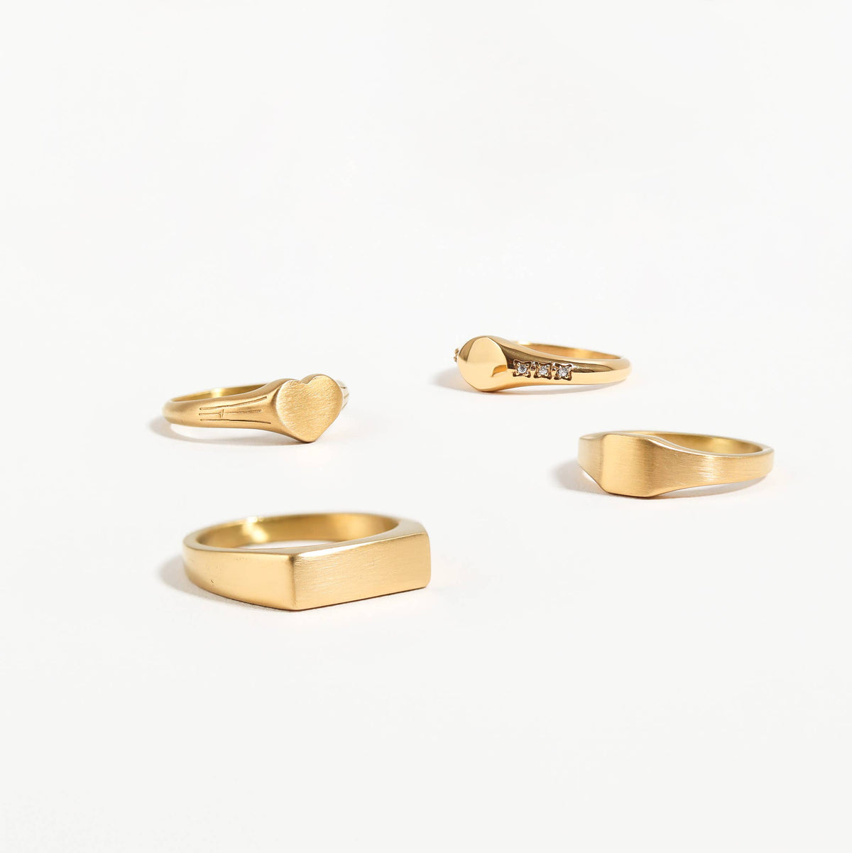 18k Gold PVD Coated Stainless Steel Rectangle Signet Ring