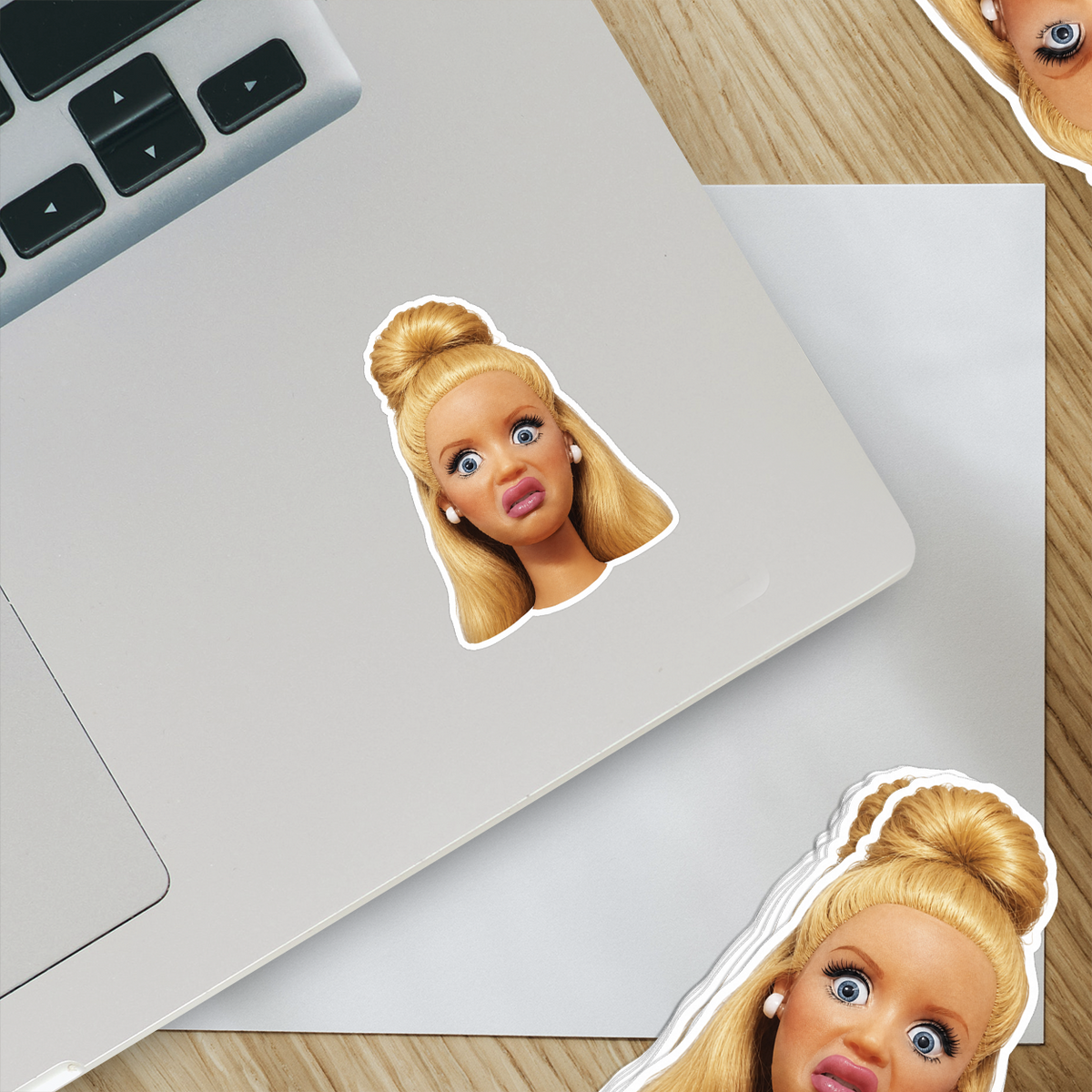 Confused Doll Meme Reaction Vinyl Sticker