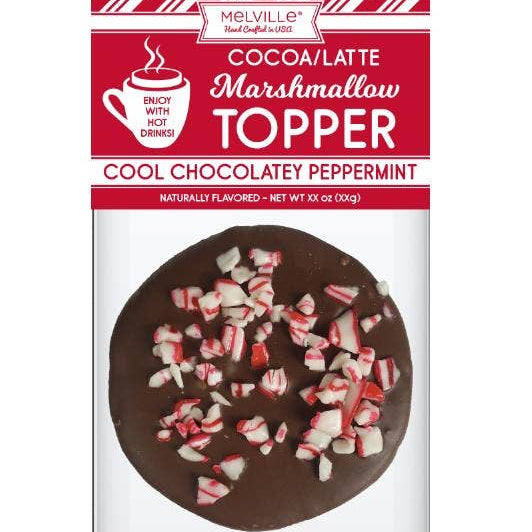 Melville Cocoa/Latte Marshmallow Topper packaging with peppermint flavor on a white background
