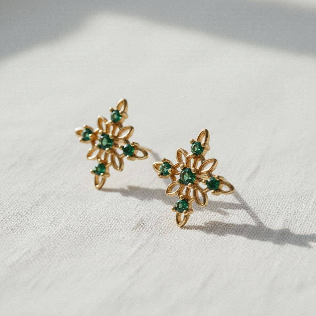 Floral Gemstone Drop Earrings