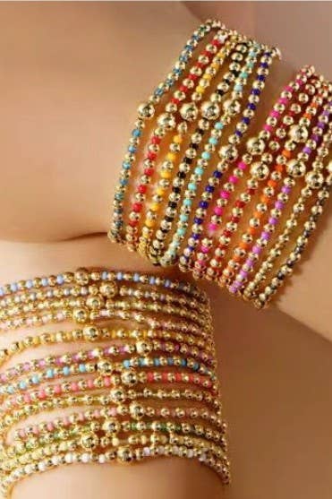 Ball Beaded Bracelet, Turquoise, Set of 3