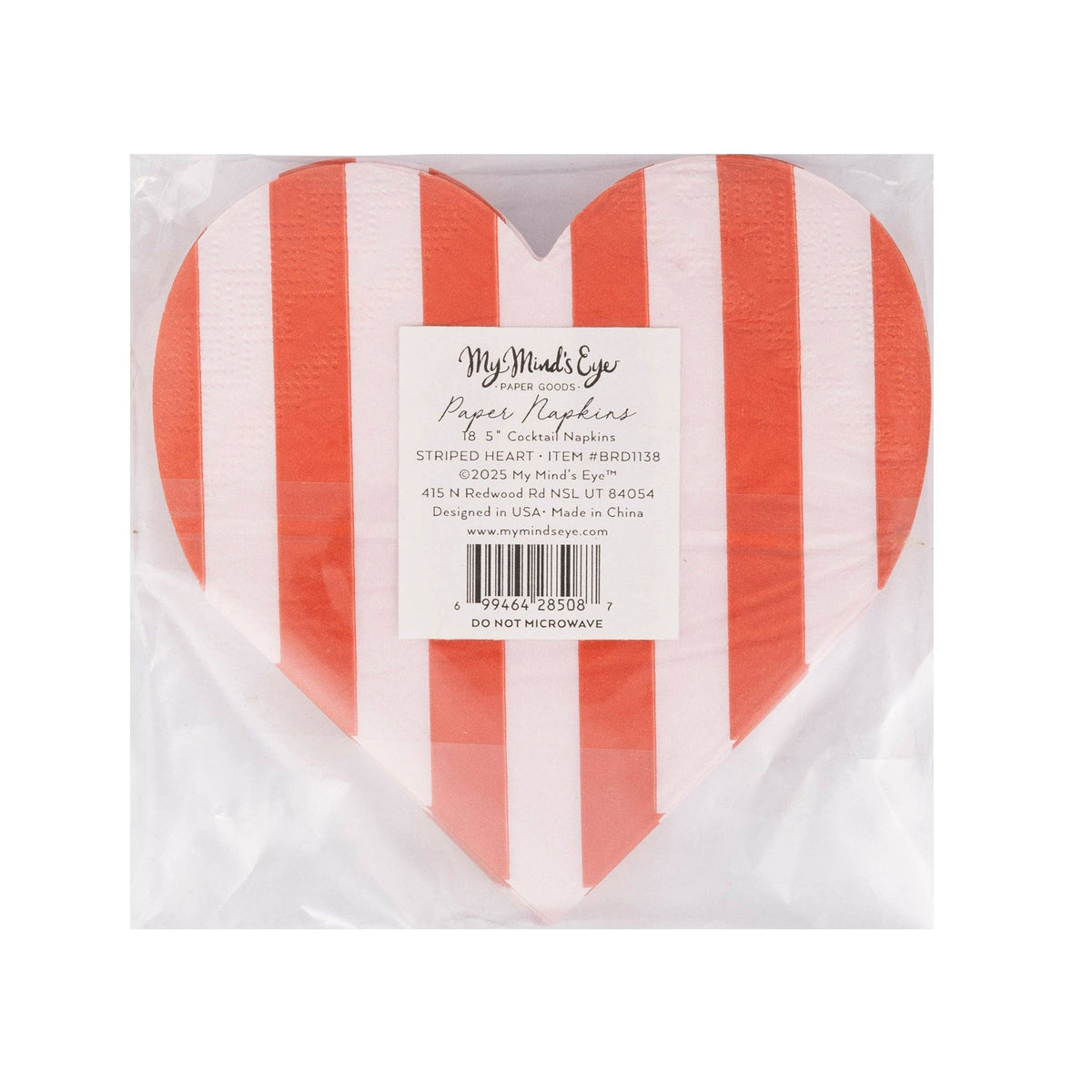 Striped Heart Cocktail Napkin