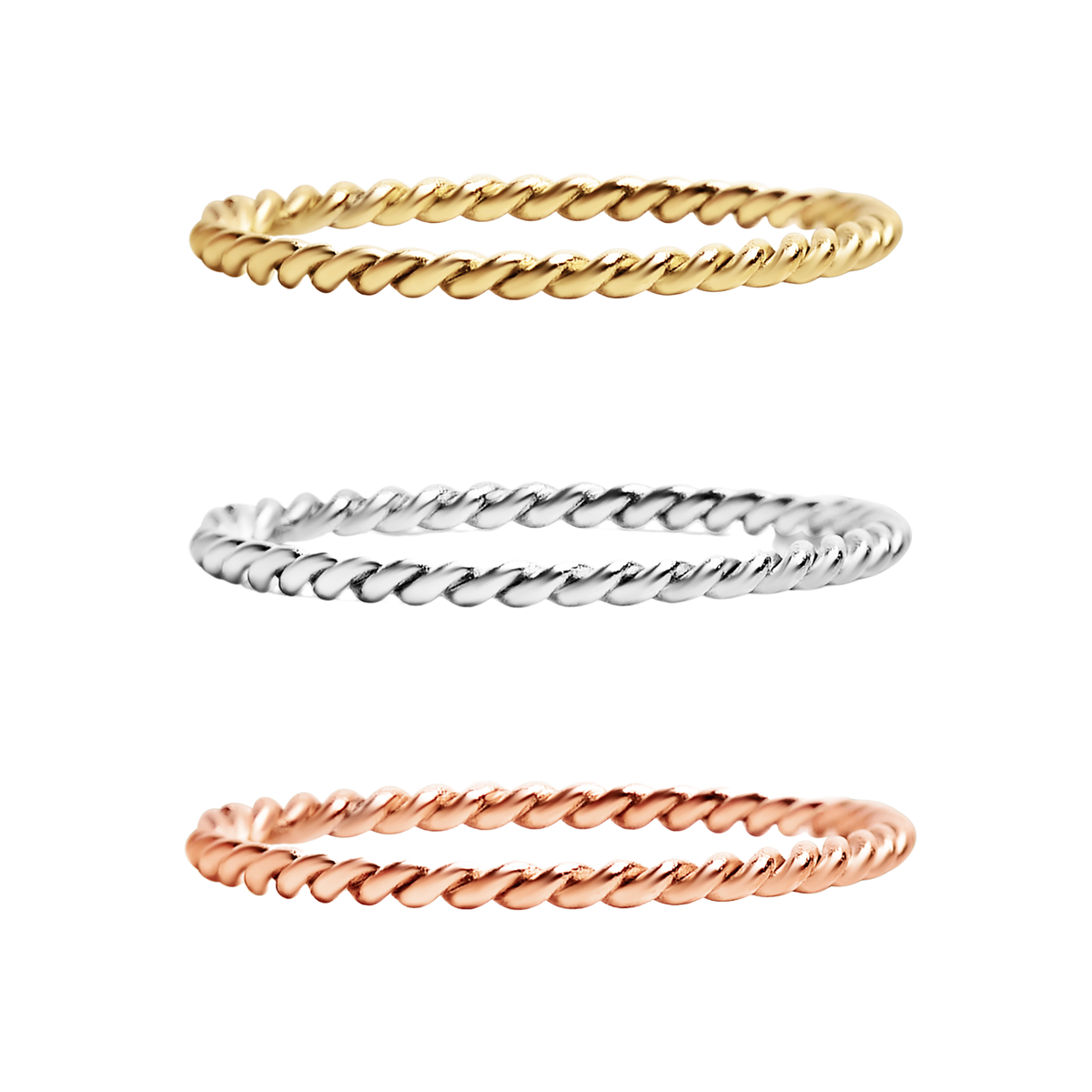 Stainless Steel Braided Stacking Ring