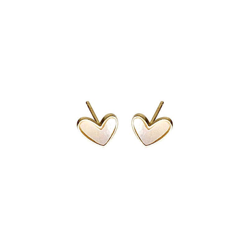 Mother of Pearl Heart Stud Earrings