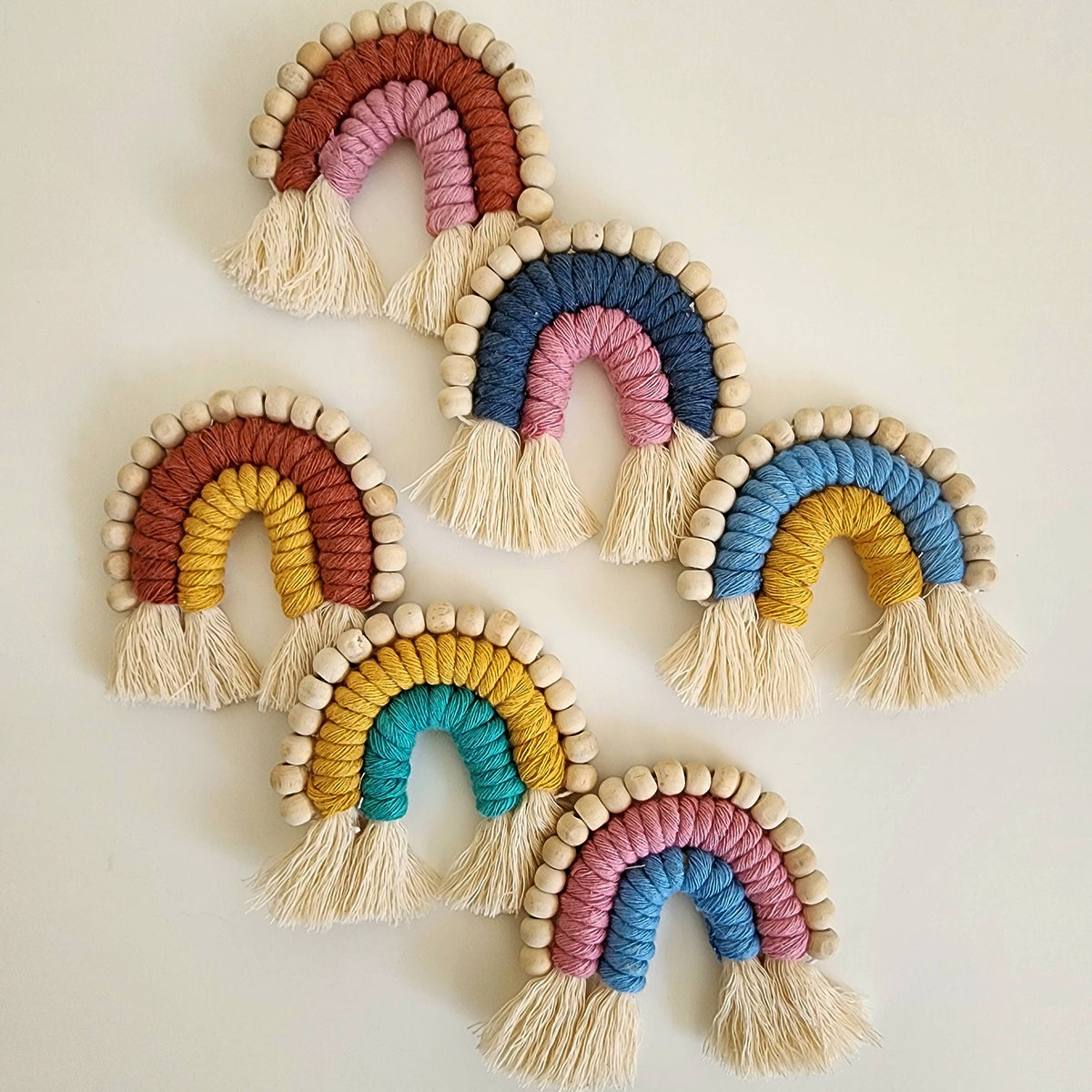 Macramé Rainbow Fridge Magnets/Essential Oil Diffuser Bead