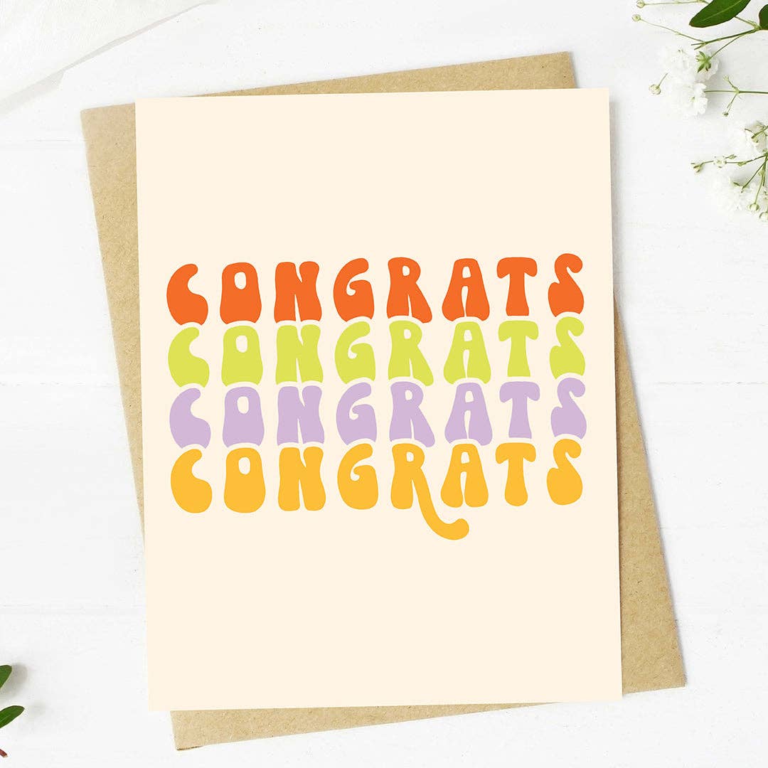 Congrats Multicolor Stack Text Card