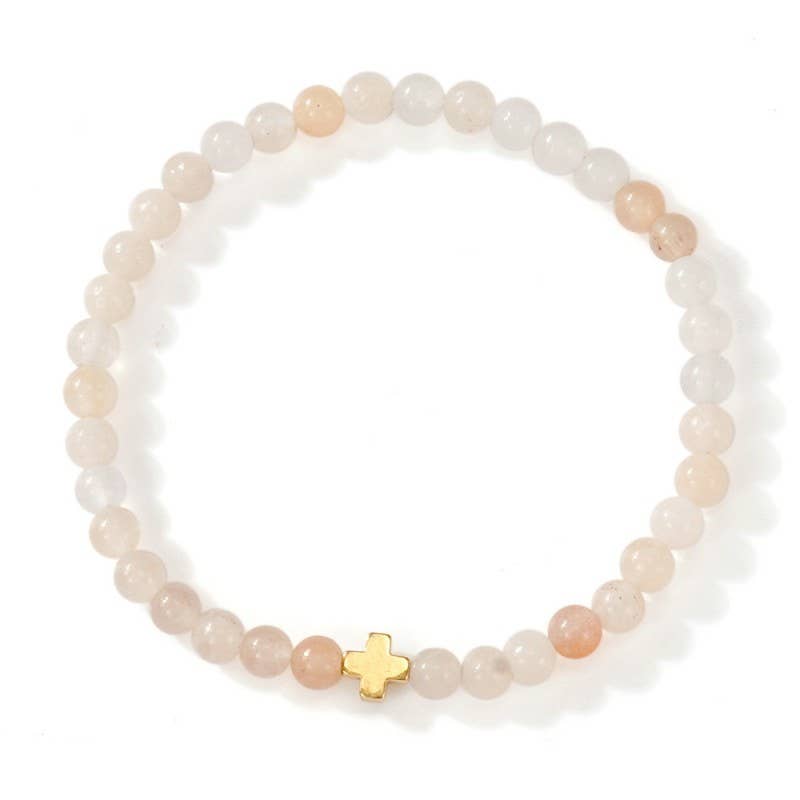 Natural Stone Beaded Bracelet, Rose Quartz