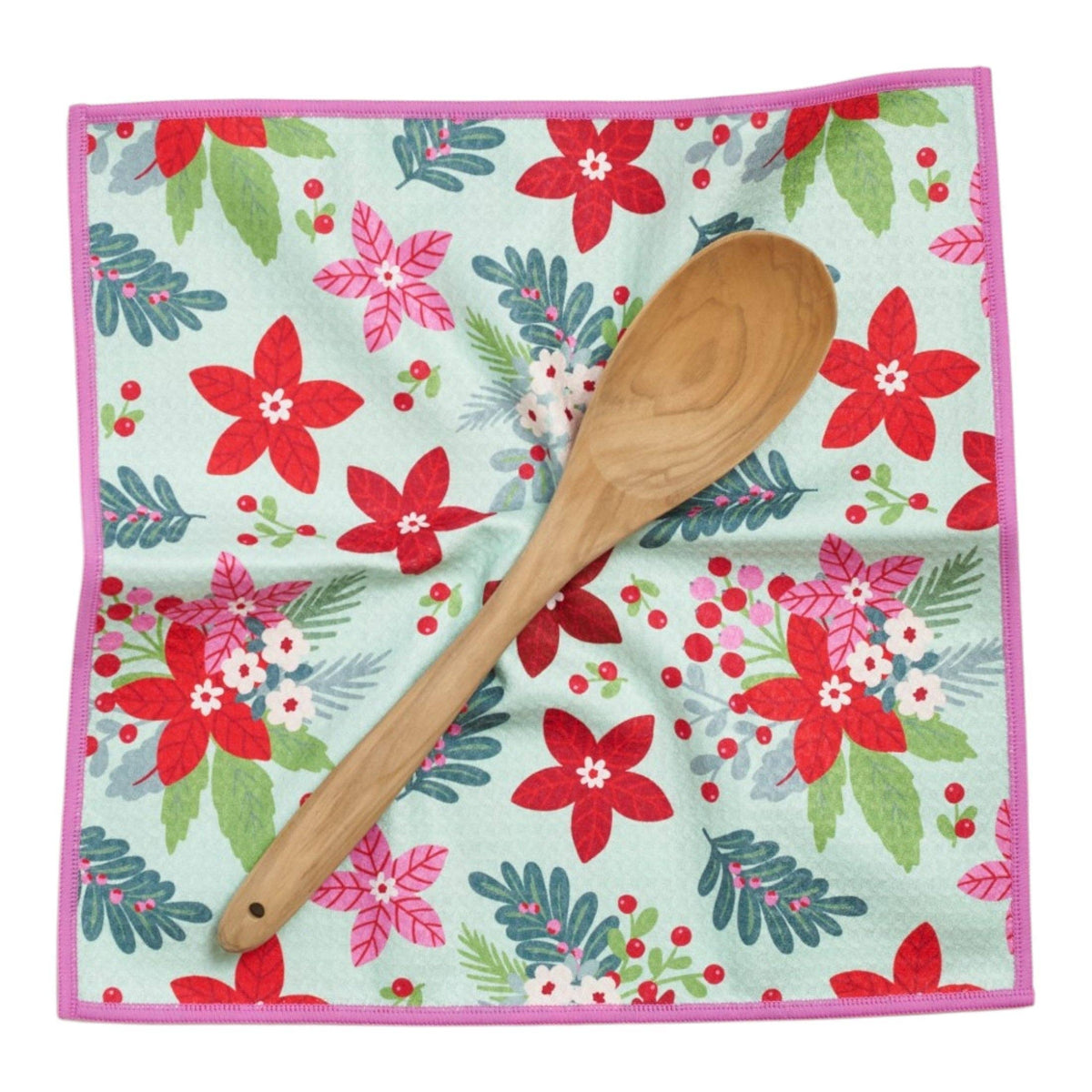 Mighty Mini Towel Reversible, Set of 2 - Signature Poinsettia Garden: Misty Jade