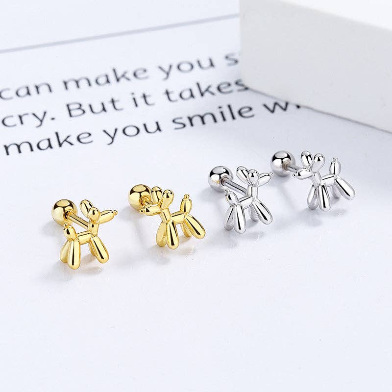 Balloon Dog Ball End Stud Earrings