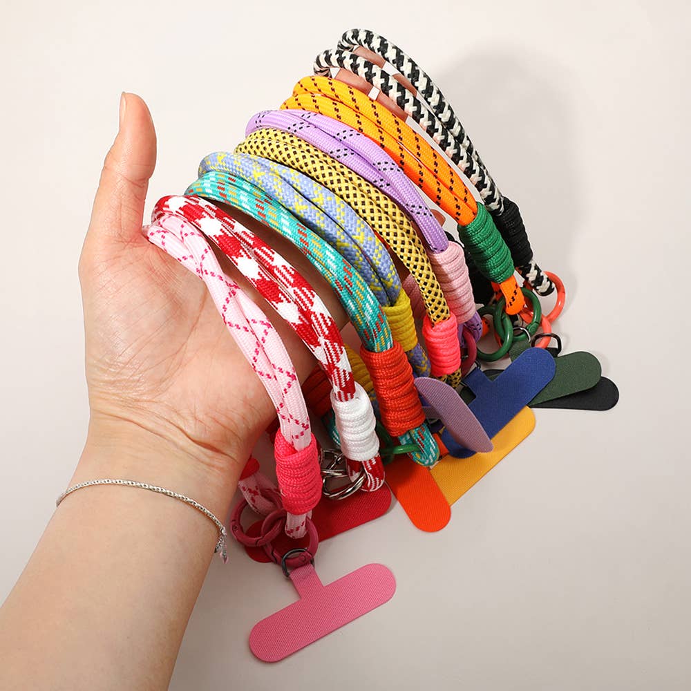 Candy Color Double Loop Phone Wrist Strap / Keychain: Pink