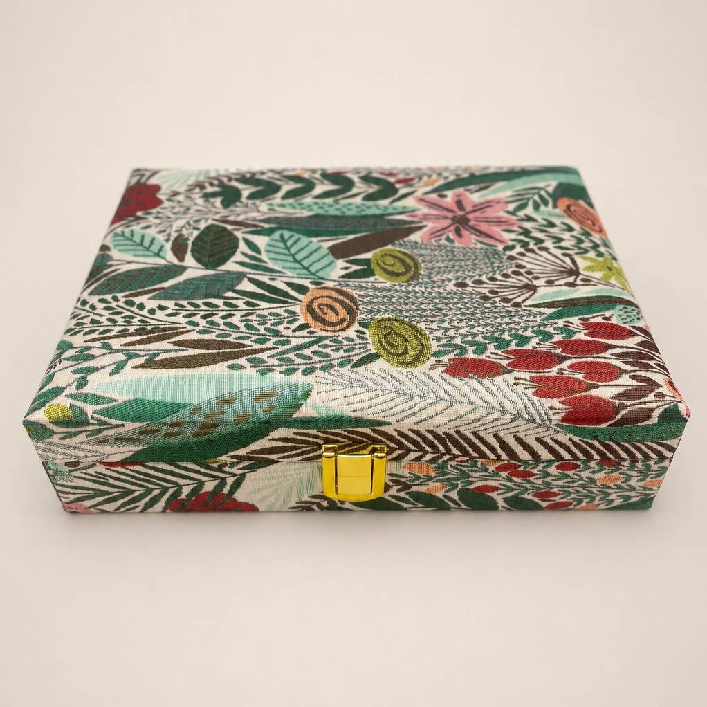 Floral Jewelry Box, White Print