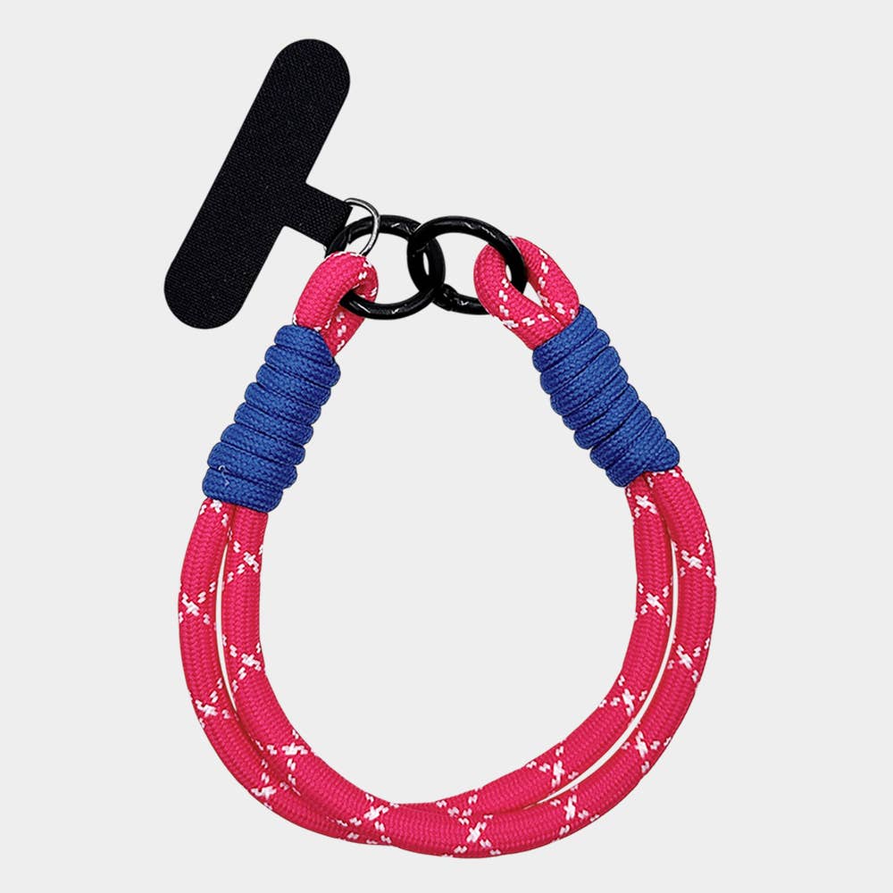 Candy Color Double Loop Phone Wrist Strap / Keychain: Pink