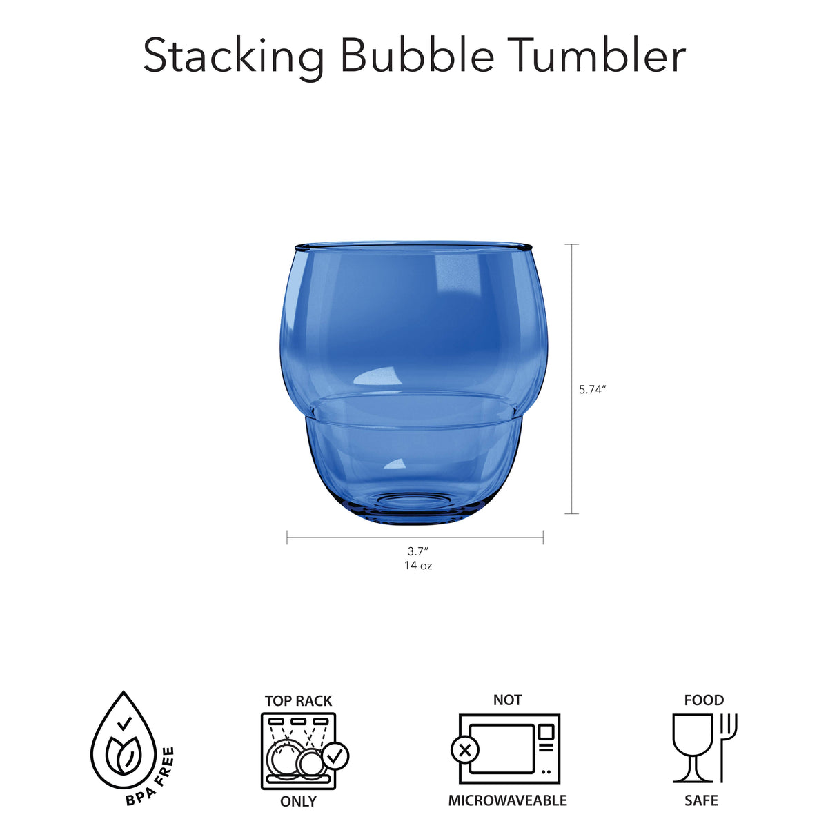 Stacking Bubble Tumbler, Cobalt Blue, Acrylic, Set of 6