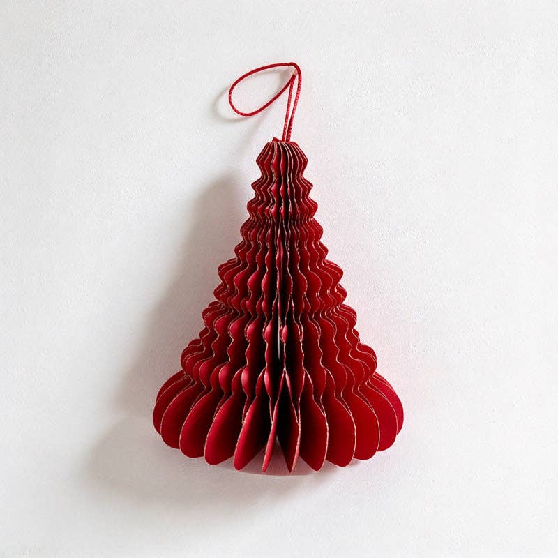 Honeycomb Paper Tree Ornament - Bubble Tree, Red