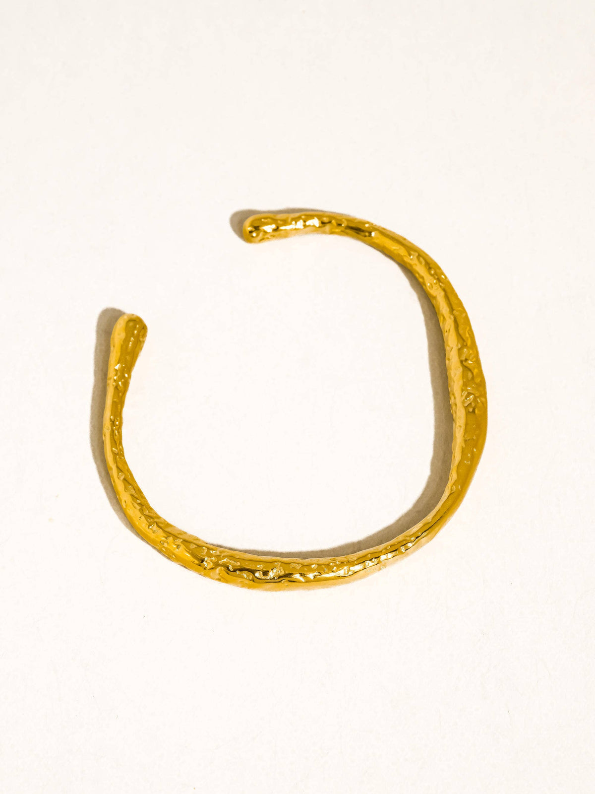 18K Gold Non-Tarnish Textured Open Cuff Bracelet