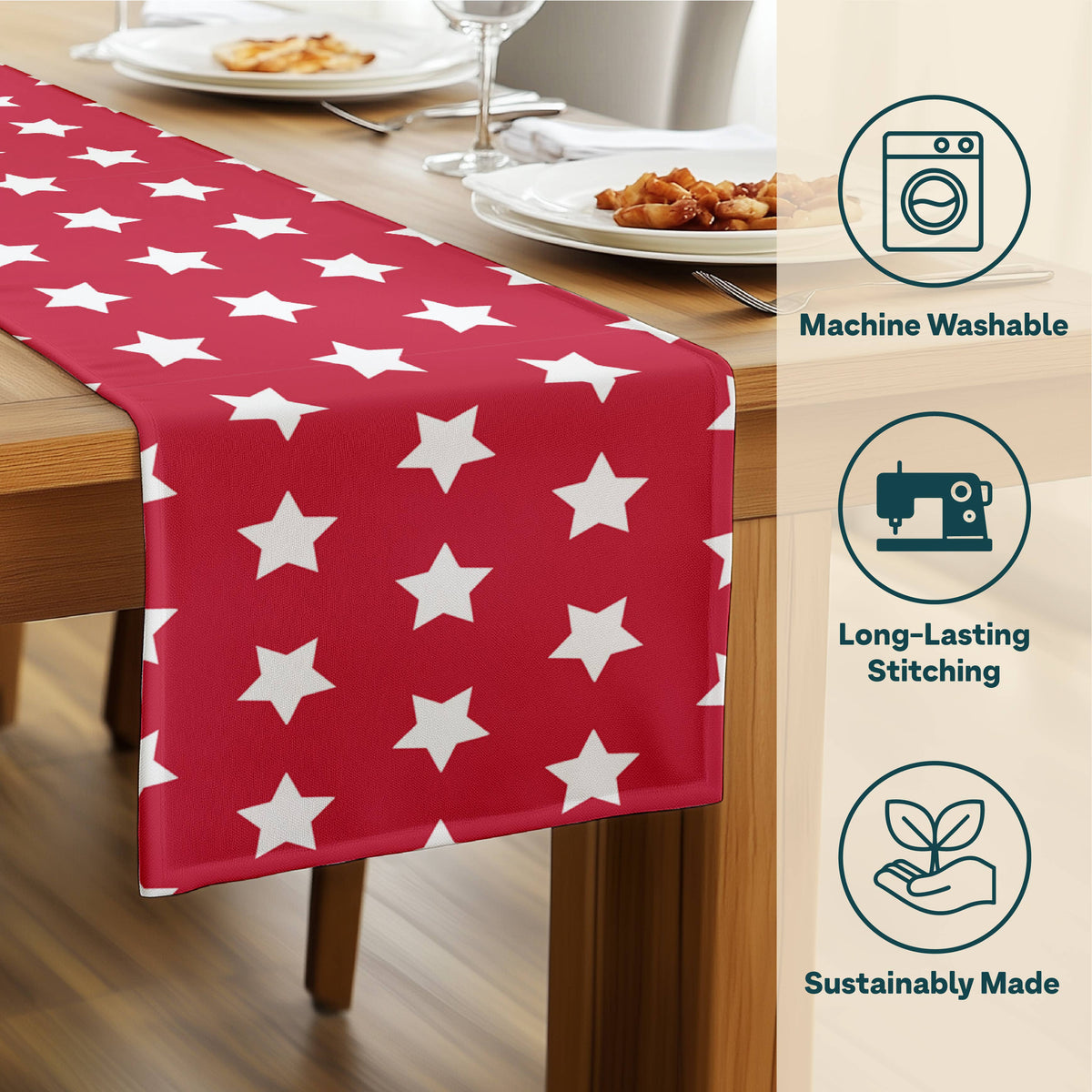 Freedom Stars Red Table Runner