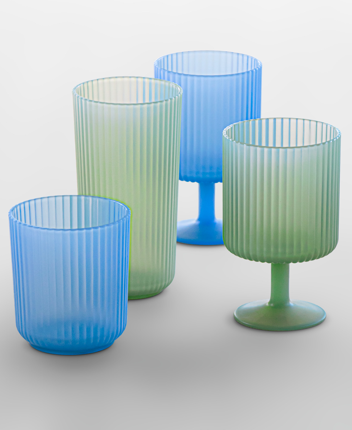 Mesa Ribbed Blue Staking Tumblers, Set of 6