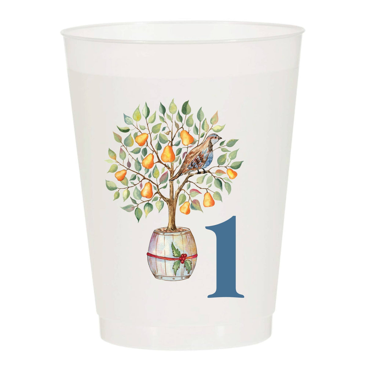 12 Days of Christmas Frosted Cups / Set of 12 Cups