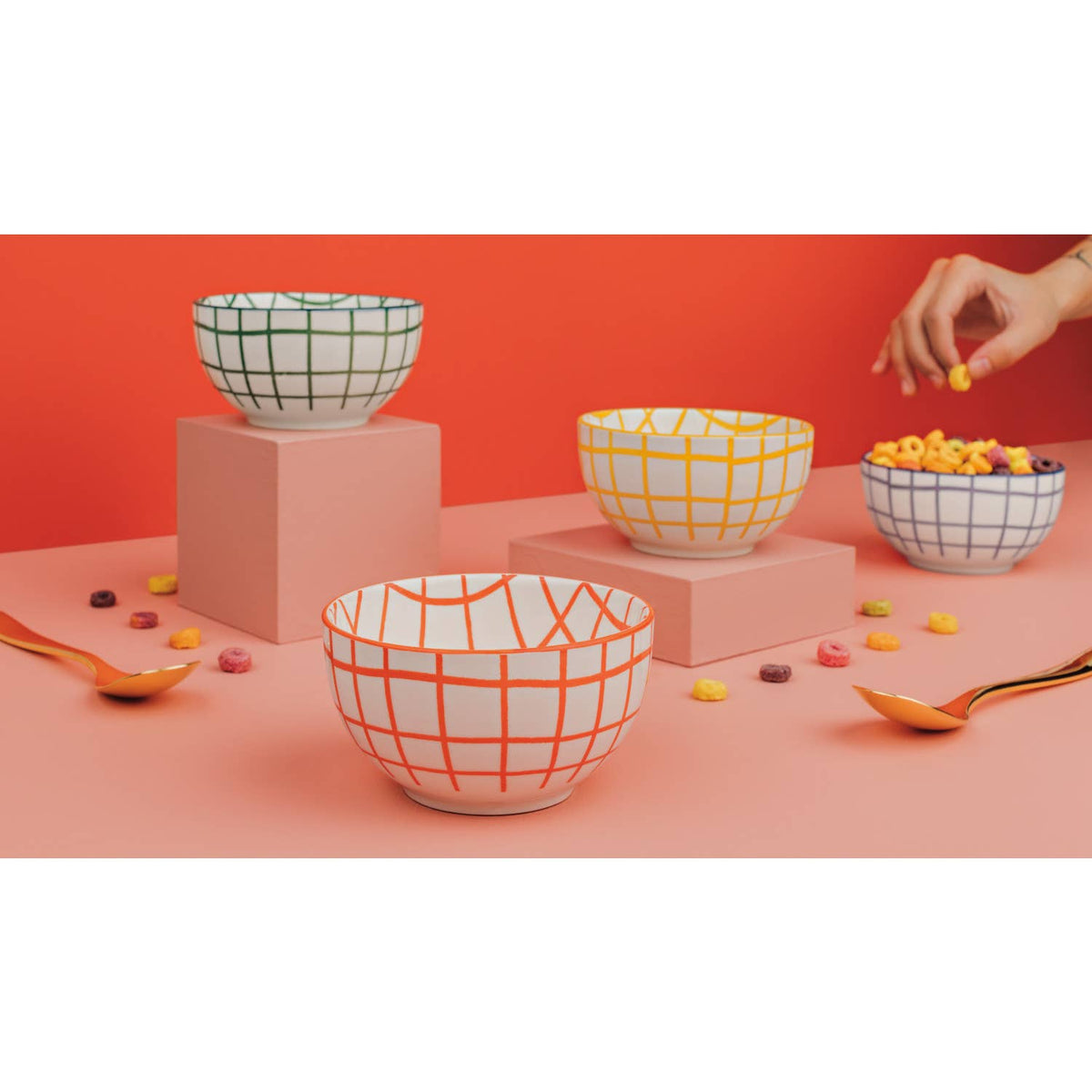 Wobbly Check Bowls Set of 4