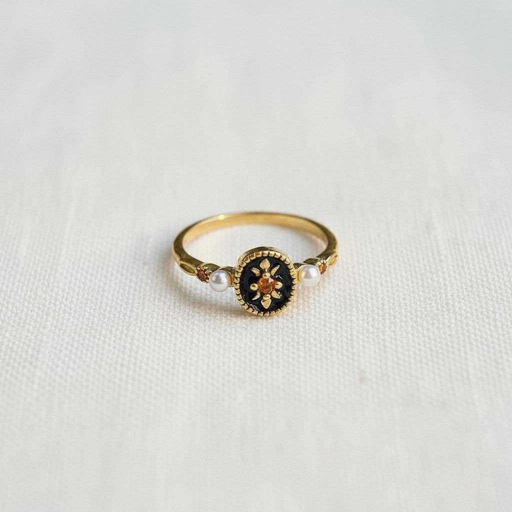 Vintage Enamel Drip Ring with Artistic Design
