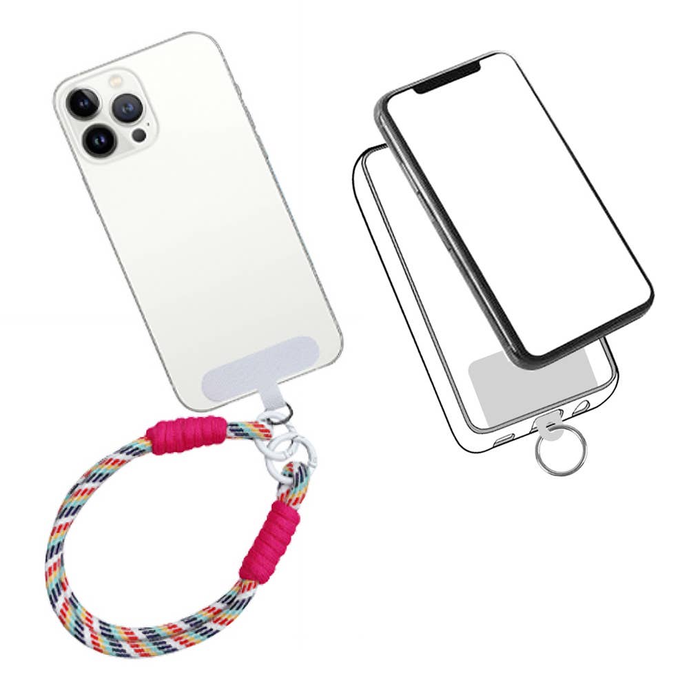 Candy Color Double Loop Phone Wrist Strap / Keychain: Pink