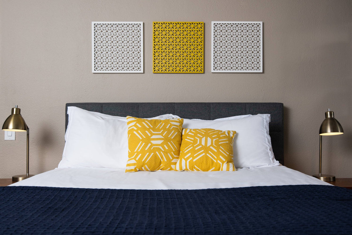 Breeze Block Metal Wall Art/Magnet Board 15.5" Square-Lemon