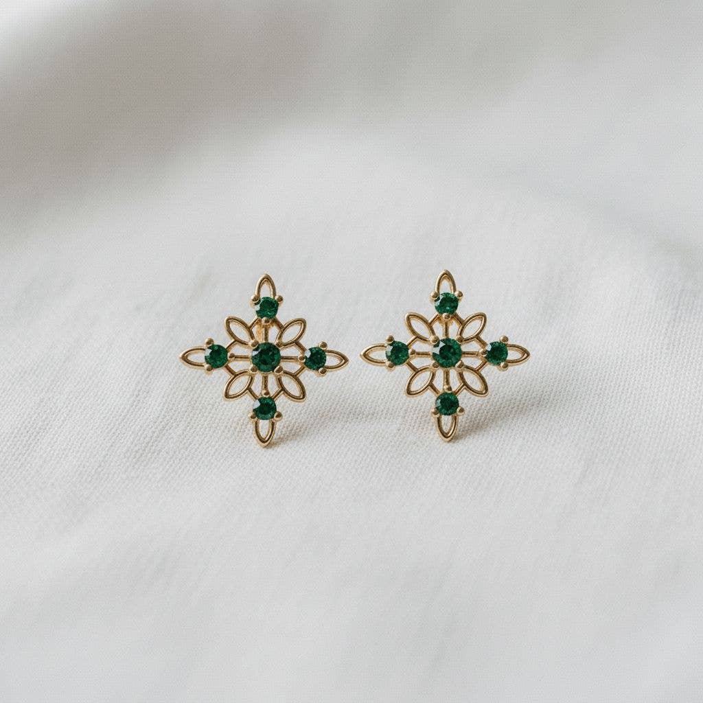 Floral Gemstone Drop Earrings