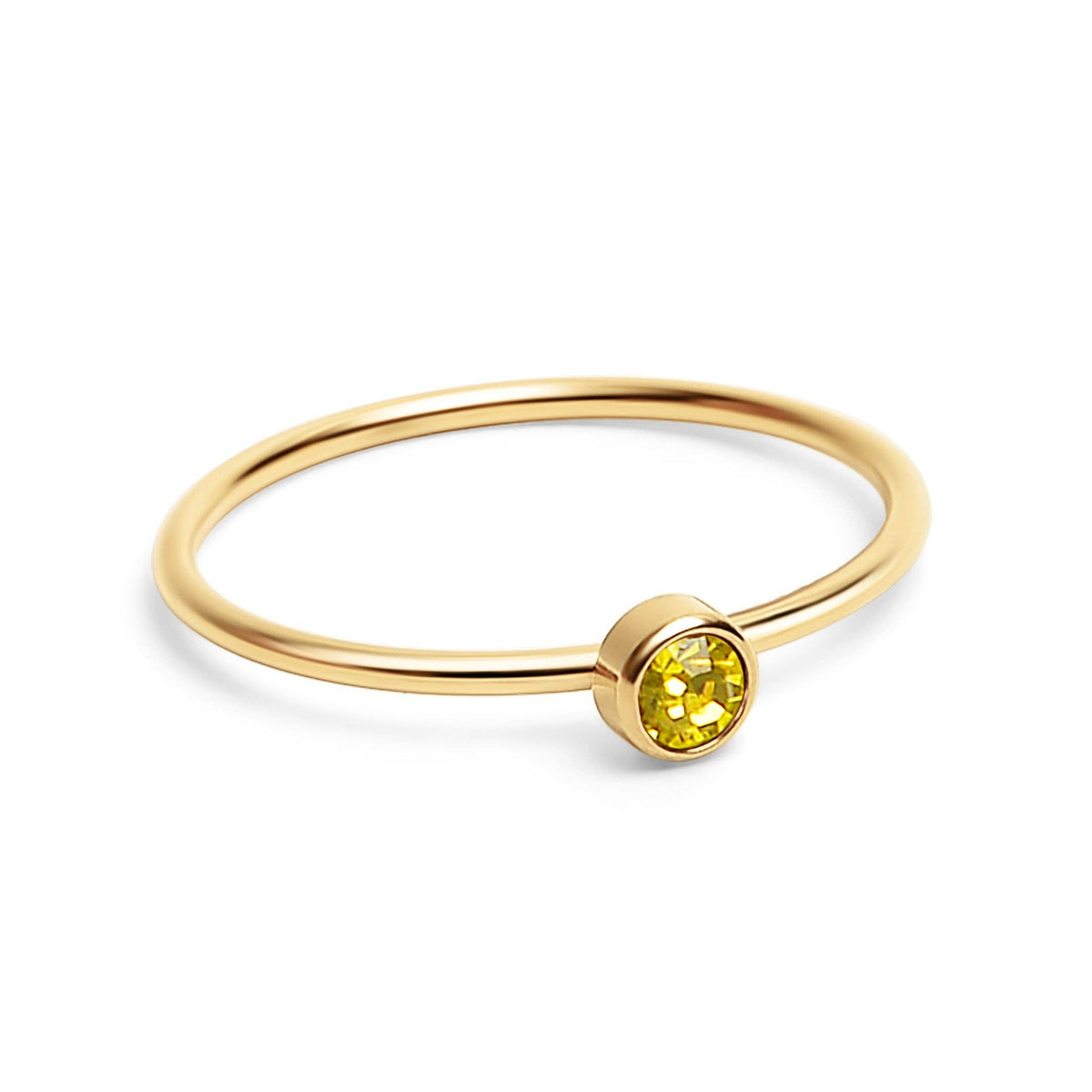 18K Gold Birthstone Stacking Ring: Size 7