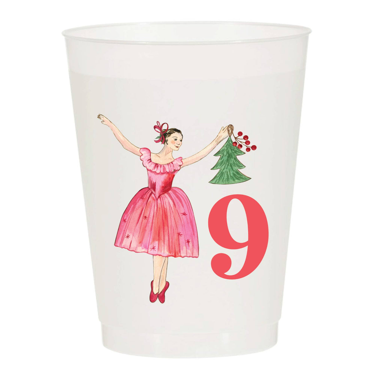 12 Days of Christmas Frosted Cups / Set of 12 Cups