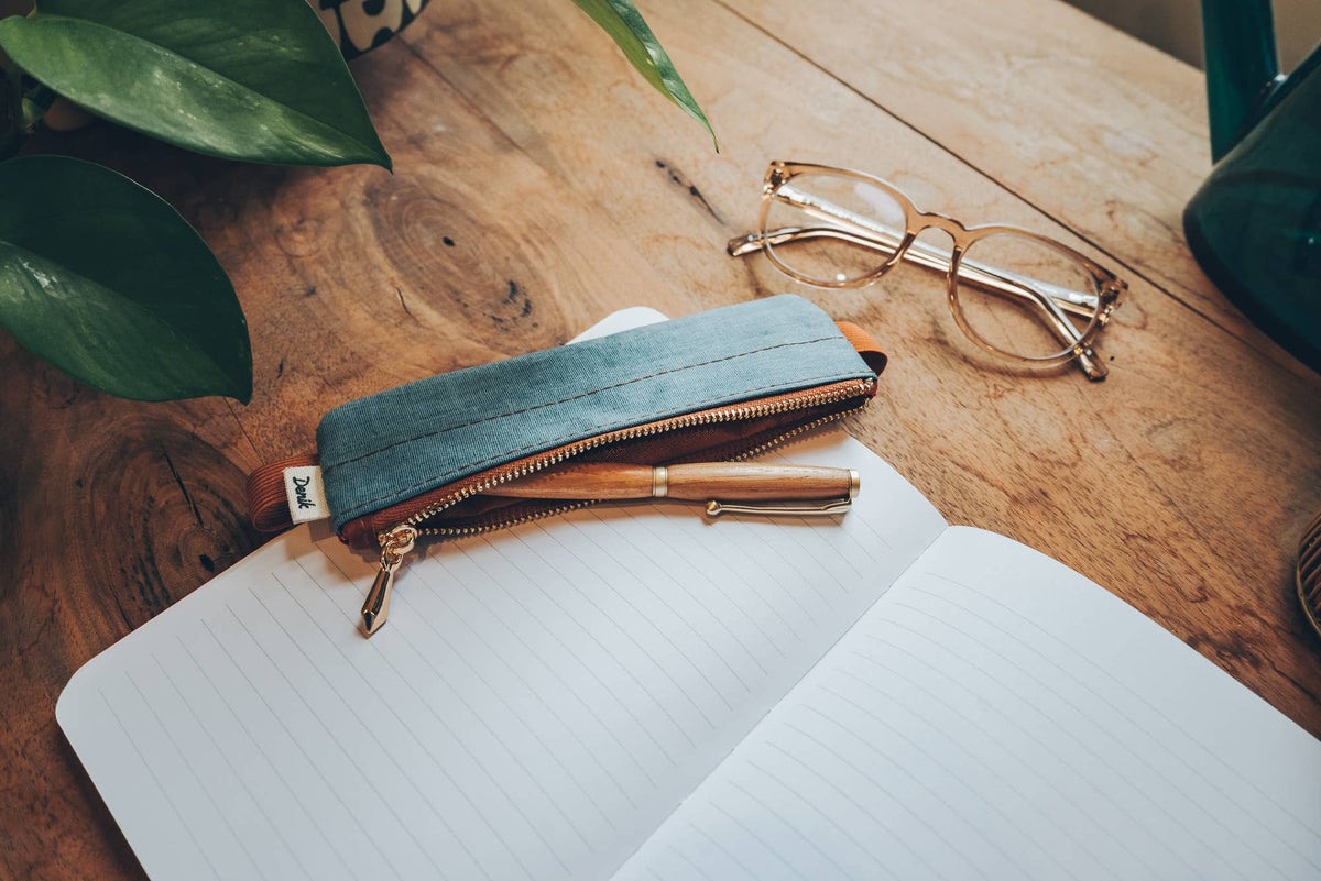 Denik - Denim Distressed Blue Notebook Pouch with PU back