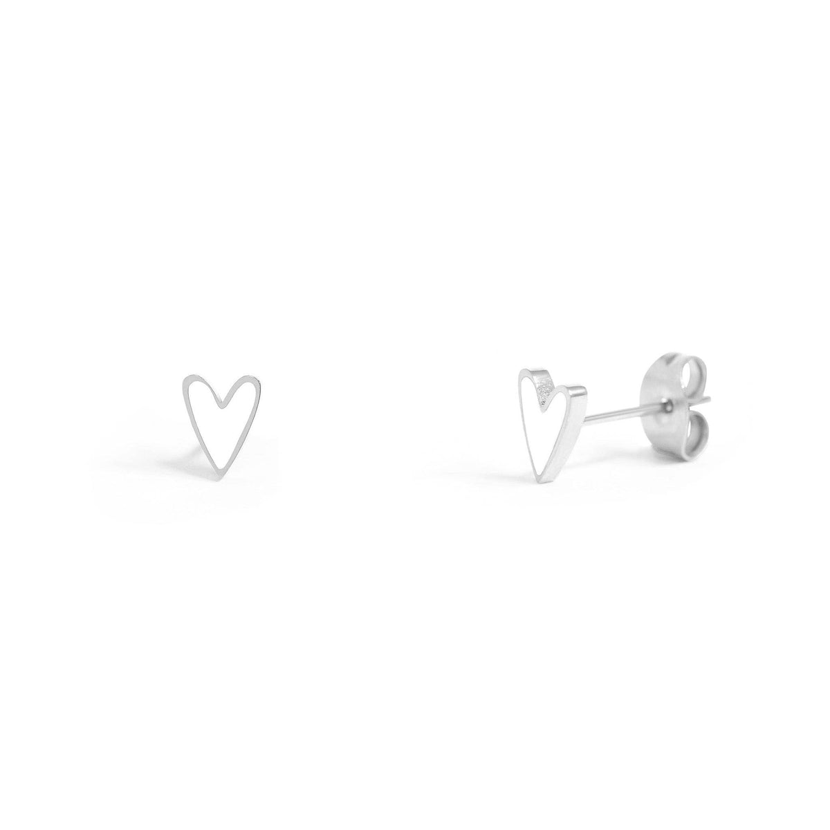 18K Gold PVD Stainless Steel White Heart Stud Earrings: Stainless / White