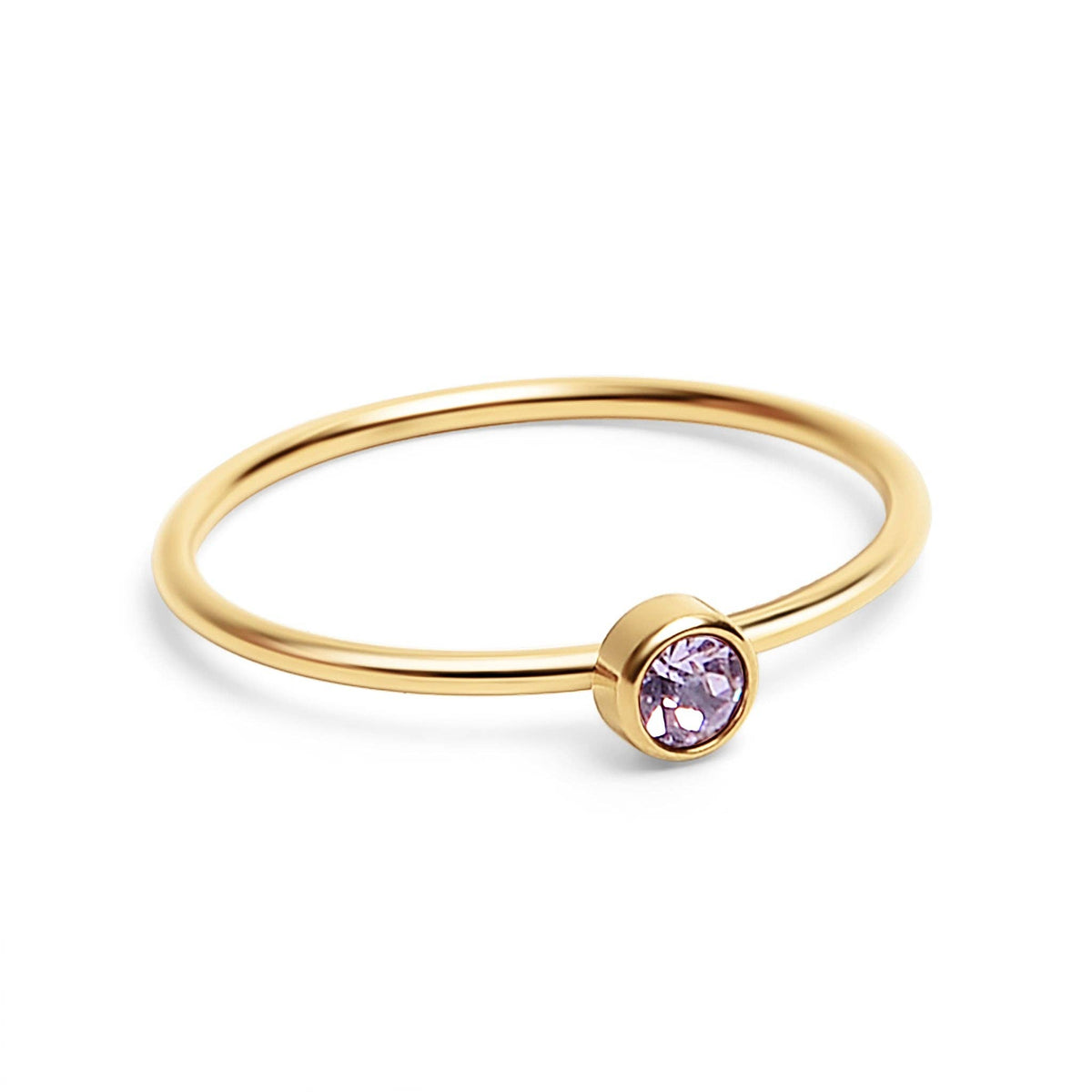 18K Gold Birthstone Stacking Ring: Size 7