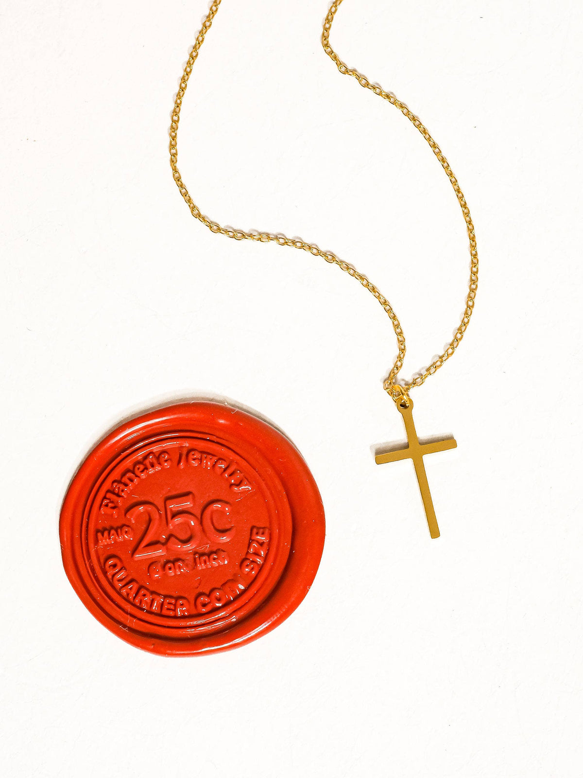 18K Gold Non-Tarnish Small Cross Necklace