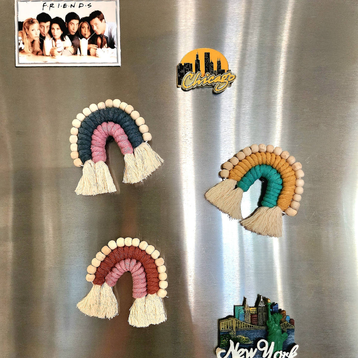 Macramé Rainbow Fridge Magnets/Essential Oil Diffuser Bead