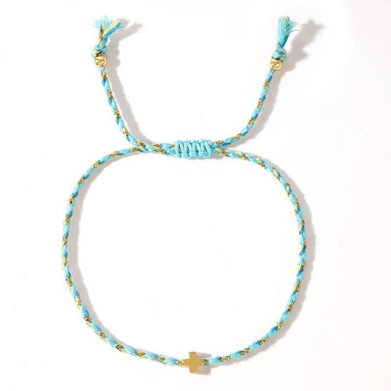 Corded Cross Charm Bracelet, Multi Bright