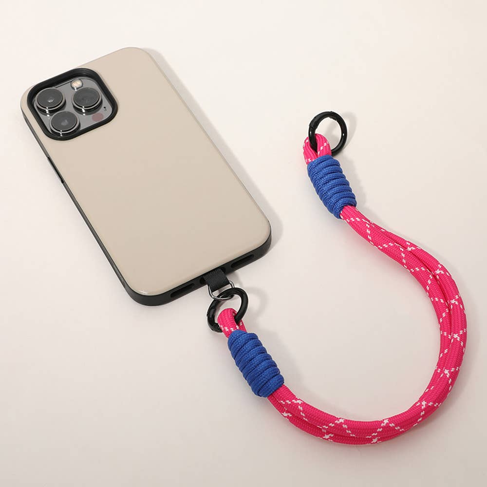 Candy Color Double Loop Phone Wrist Strap / Keychain: Pink