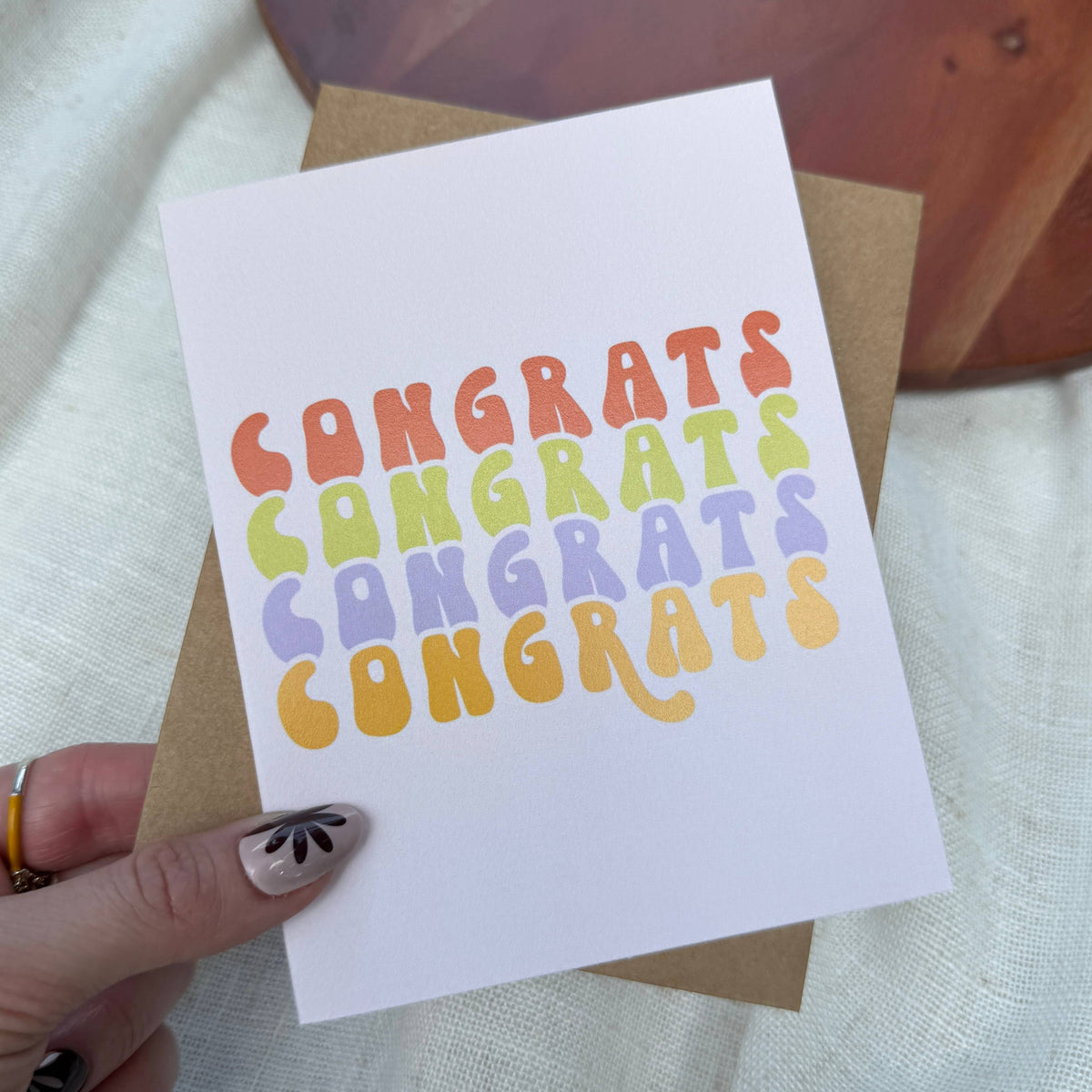 Congrats Multicolor Stack Text Card