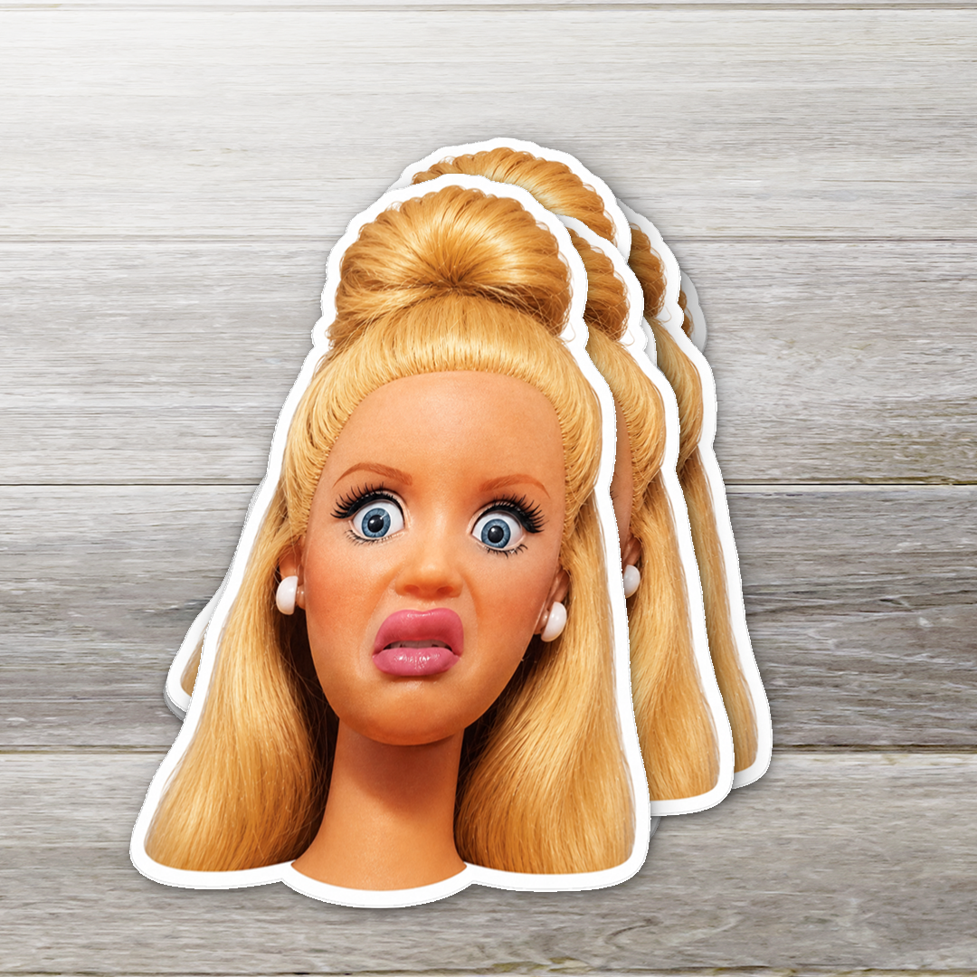 Confused Doll Meme Reaction Vinyl Sticker