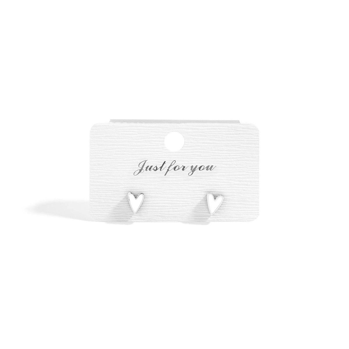 18K Gold PVD Stainless Steel White Heart Stud Earrings: Stainless / White