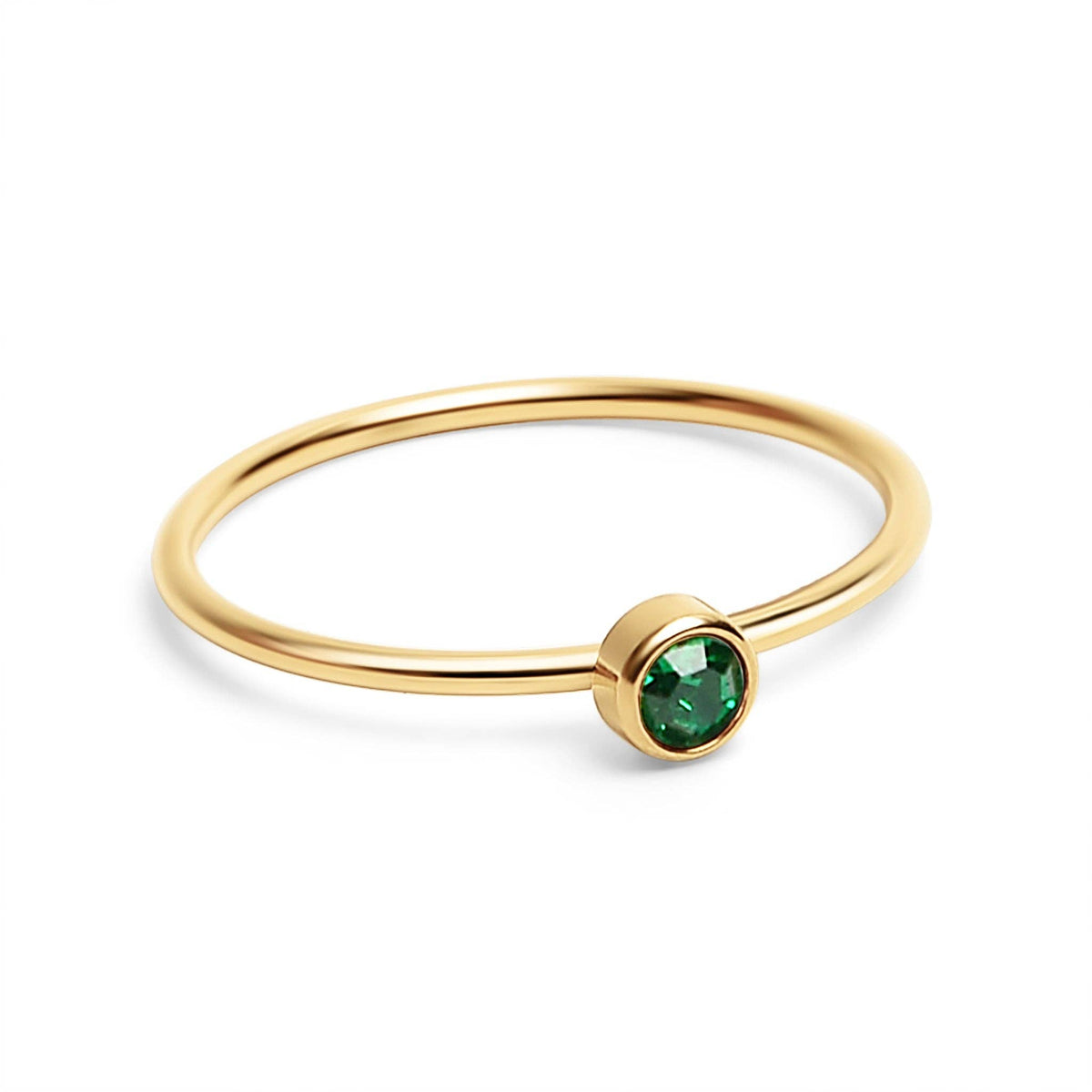 18K Gold Birthstone Stacking Ring: Size 7