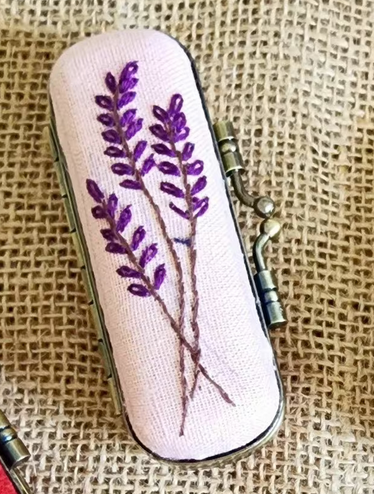 Vintage Embroidered Lipstick Case | Olive