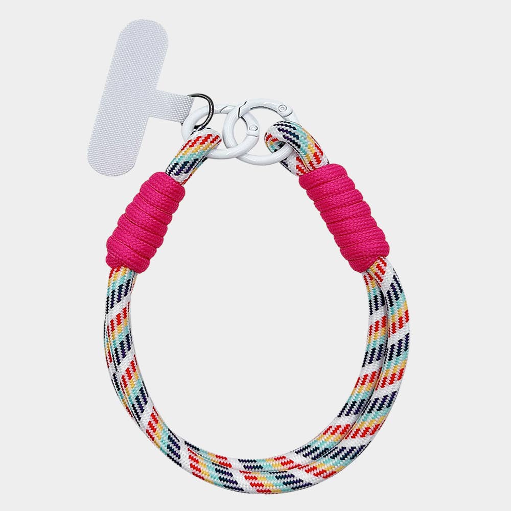 Candy Color Double Loop Phone Wrist Strap / Keychain: Pink