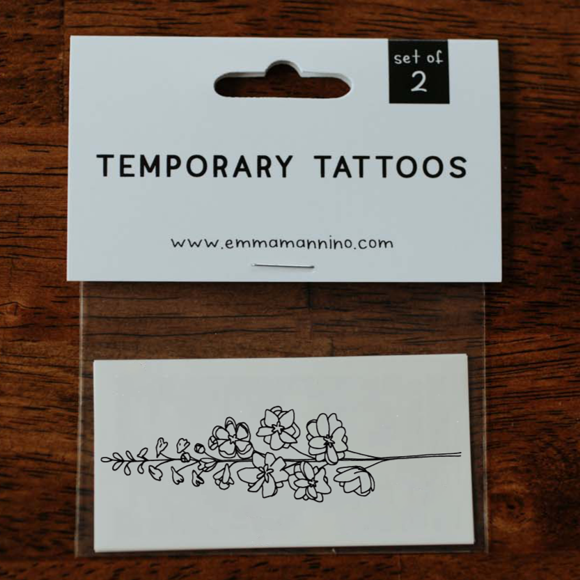 Saint &amp; Company - July Birth Flower - Delphinium Temporary Tattoos