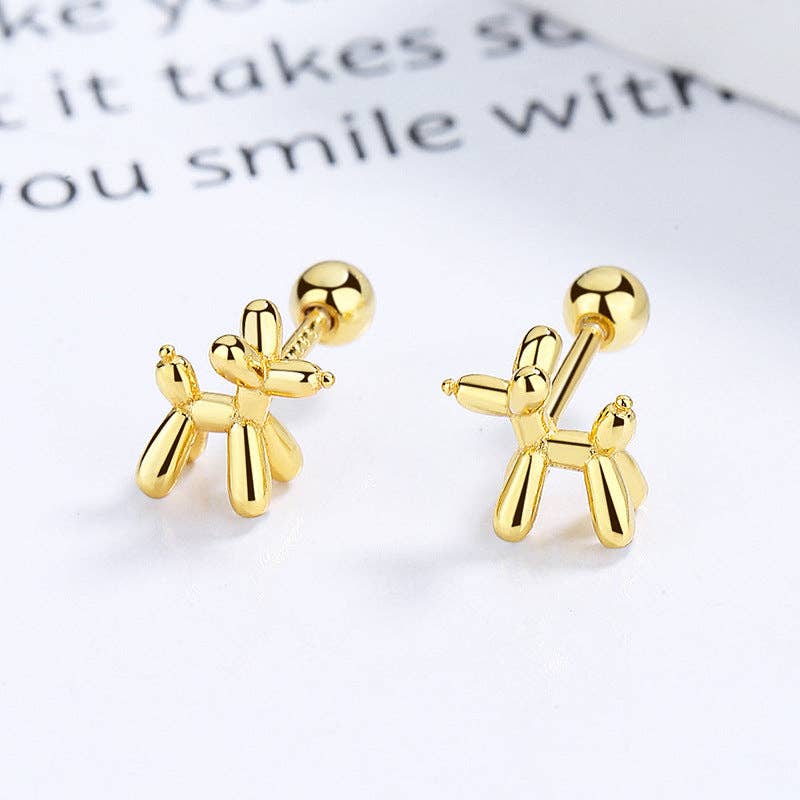 Balloon Dog Ball End Stud Earrings